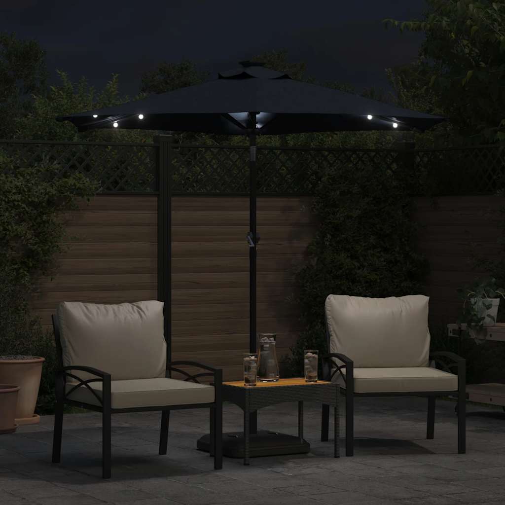 Sonnenschirm mit LED und Stahlmast Weiß 225x225x212 cm