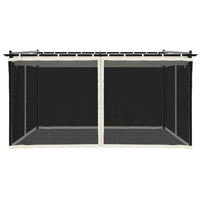 Pavillon mit Netzwänden Creme 4x3 m Stahl