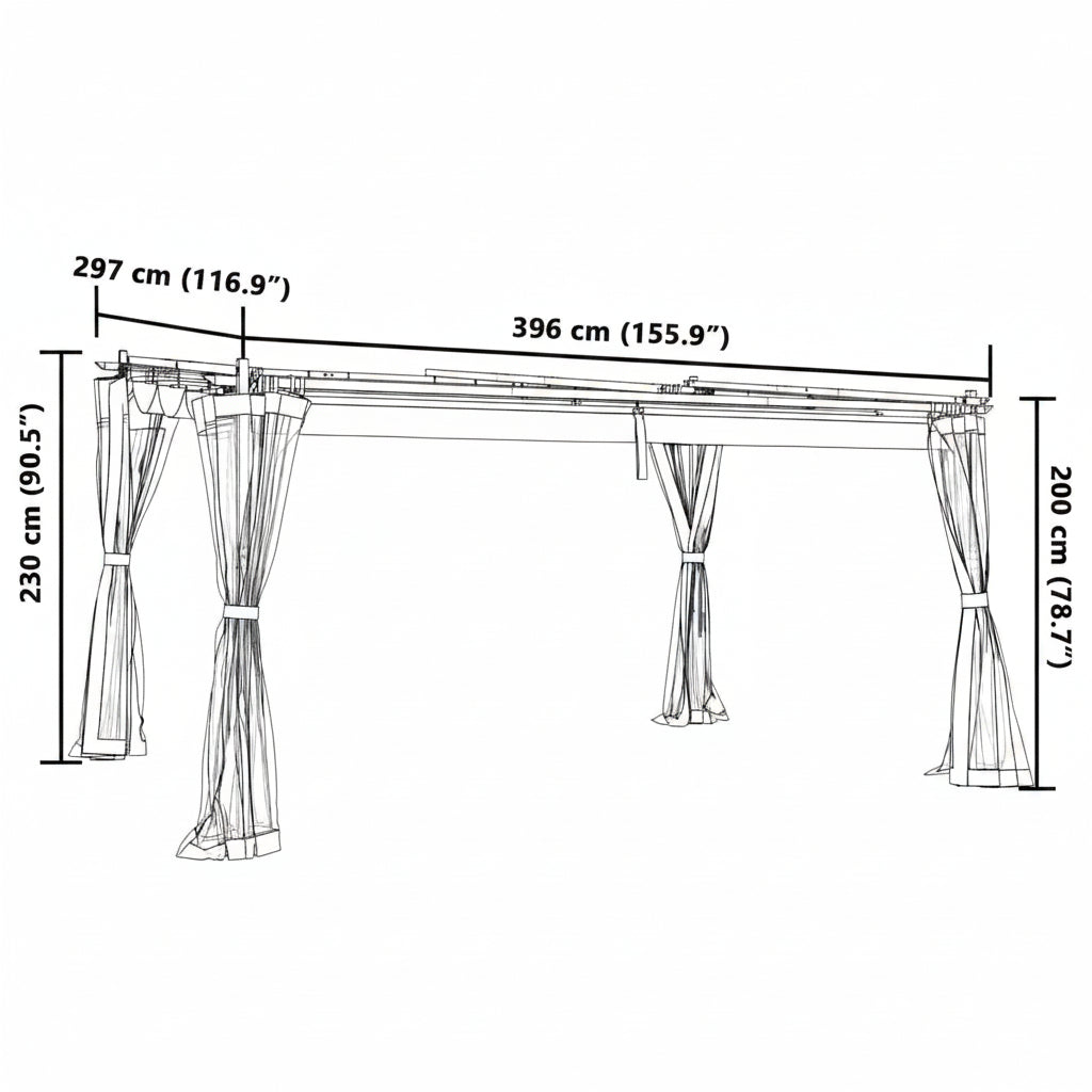Pavillon mit Netzwänden Creme 4x3 m Stahl