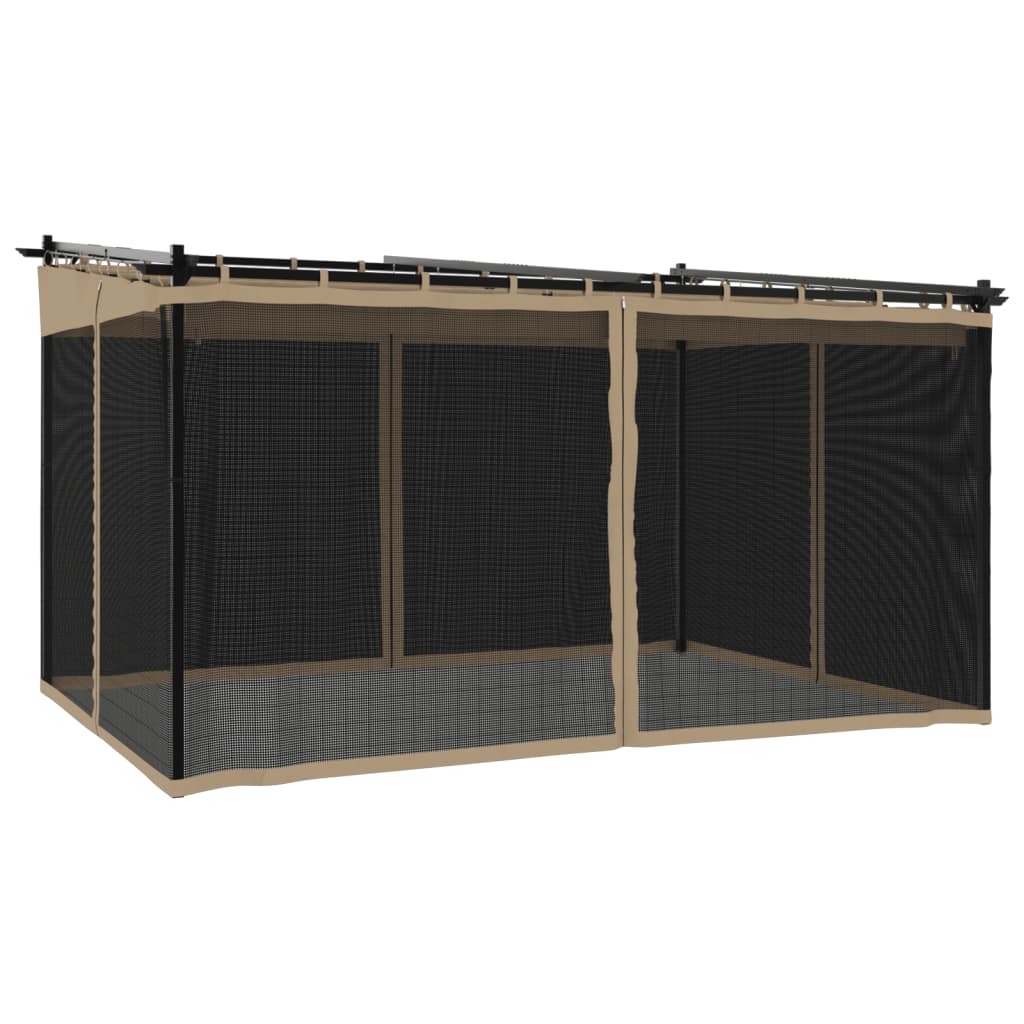 Pavillon mit Netzwänden Creme 4x3 m Stahl
