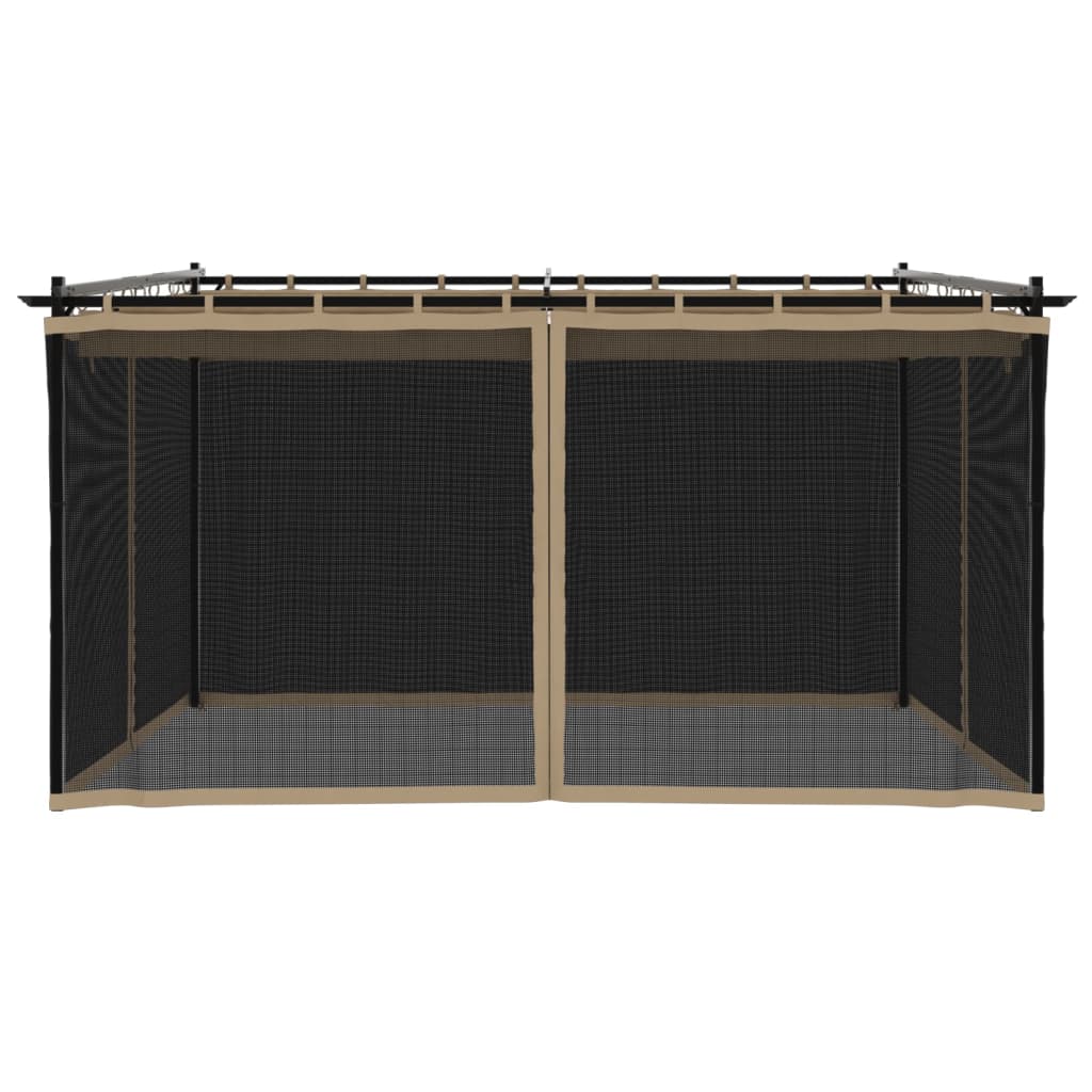 Pavillon mit Netzwänden Creme 4x3 m Stahl