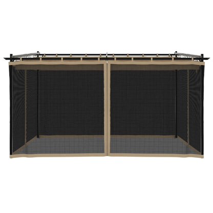 Pavillon mit Netzwänden Creme 4x3 m Stahl