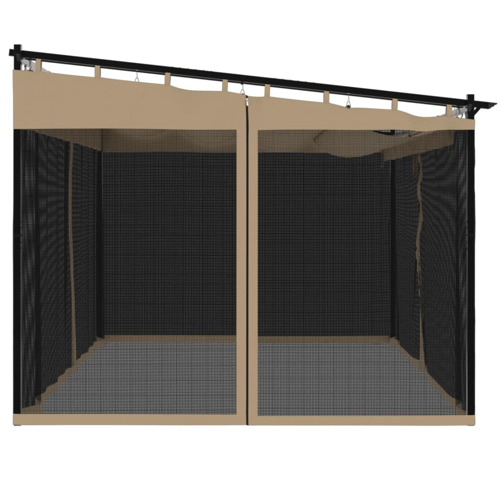Pavillon mit Netzwänden Creme 4x3 m Stahl