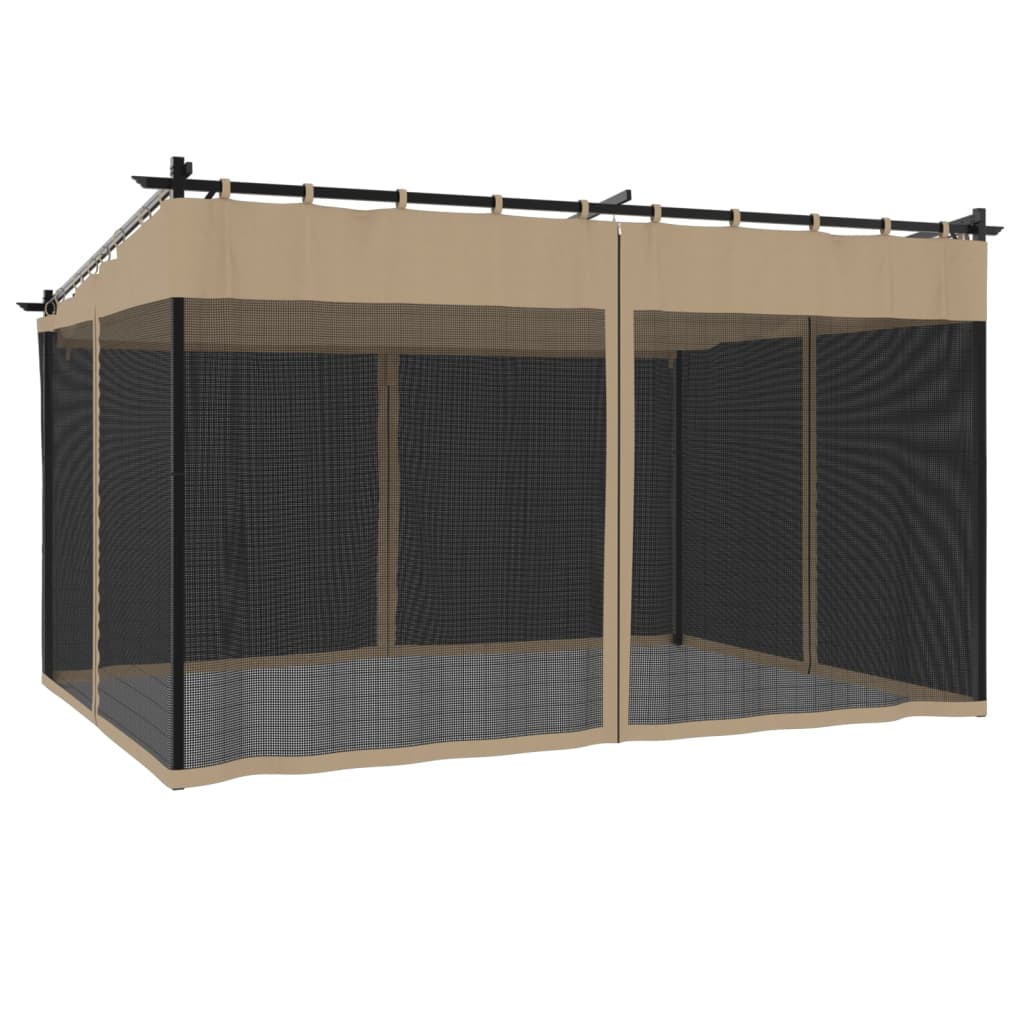 Pavillon mit Netzwänden Creme 4x3 m Stahl