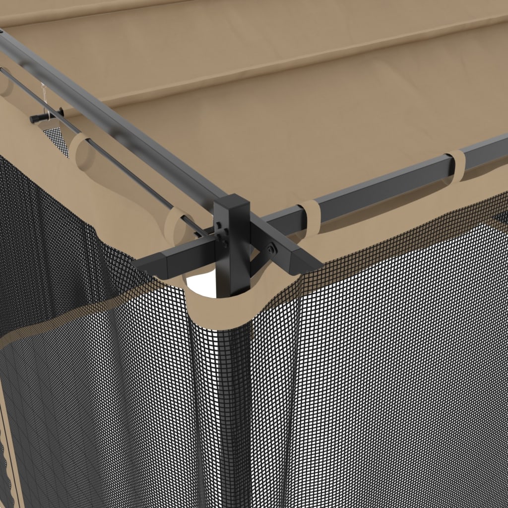 Pavillon mit Netzwänden Creme 4x3 m Stahl