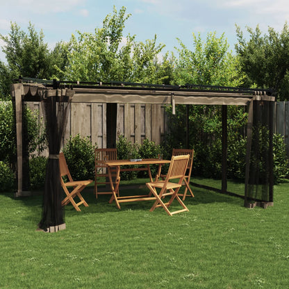 Pavillon mit Netzwänden Creme 4x3 m Stahl