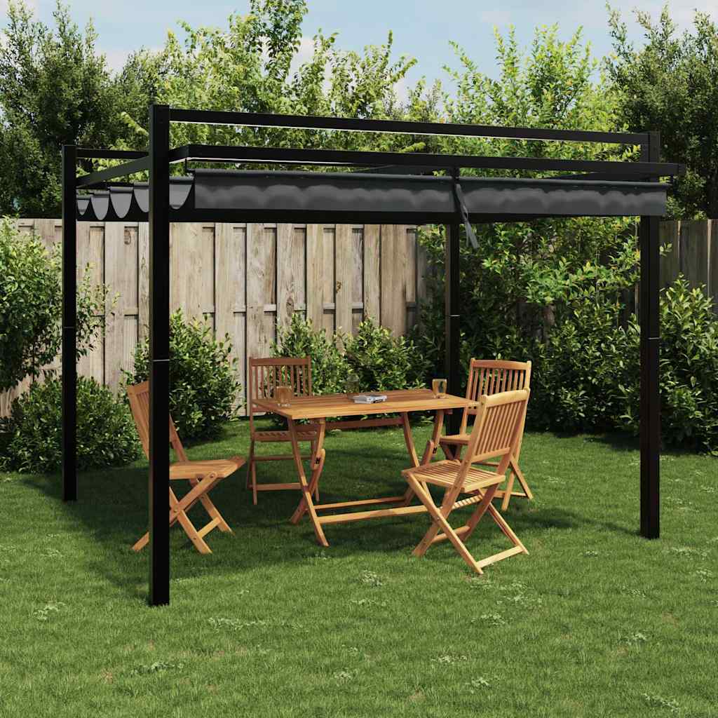 Gartenpavillon mit ausziehbarem Dach Creme 3x3 m Aluminium