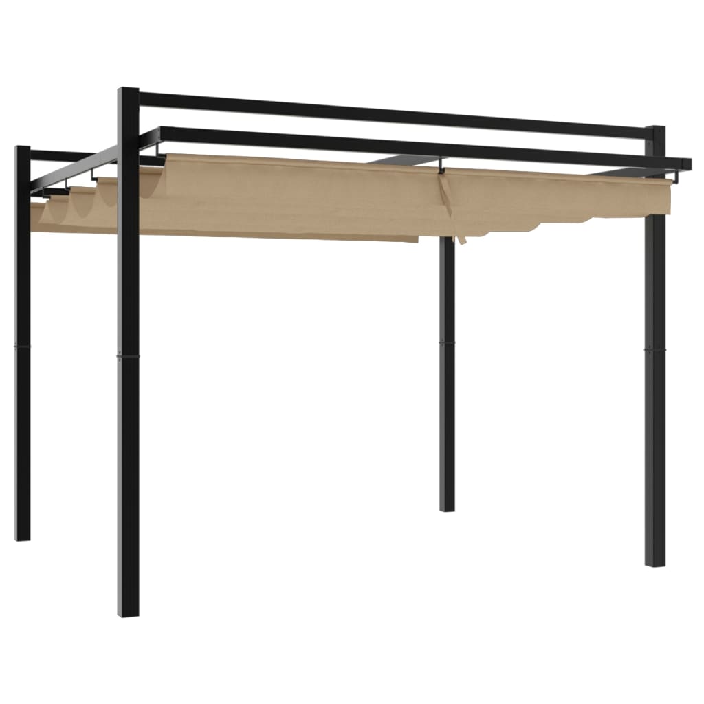 Gartenpavillon mit ausziehbarem Dach Creme 3x3 m Aluminium
