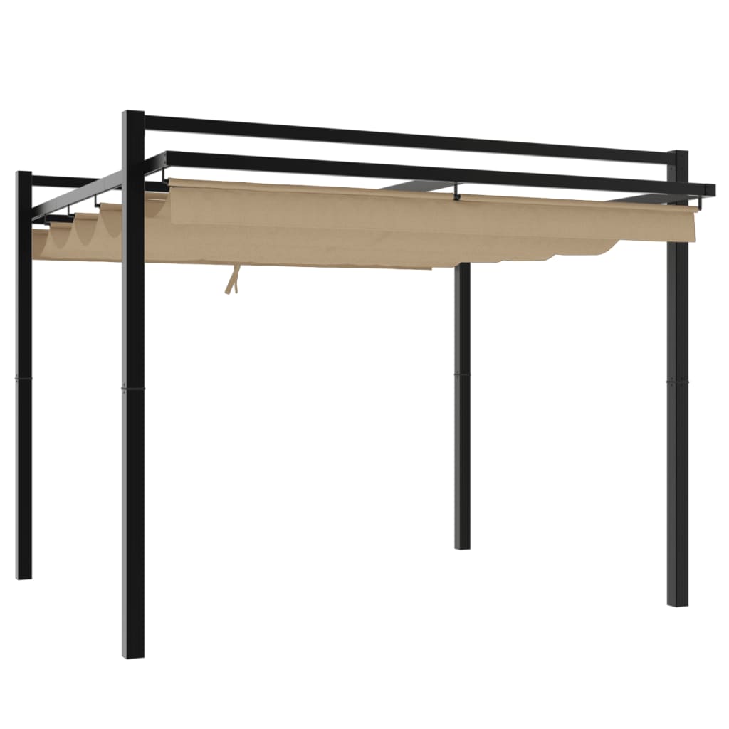 Gartenpavillon mit ausziehbarem Dach Creme 3x3 m Aluminium