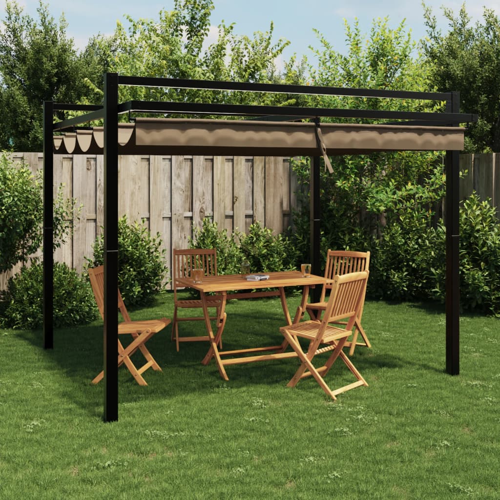 Gartenpavillon mit ausziehbarem Dach Creme 3x3 m Aluminium