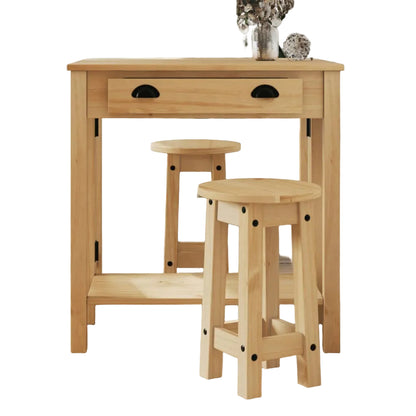 5-Tlg. Bar-Set Massivholz Kiefer Braun
