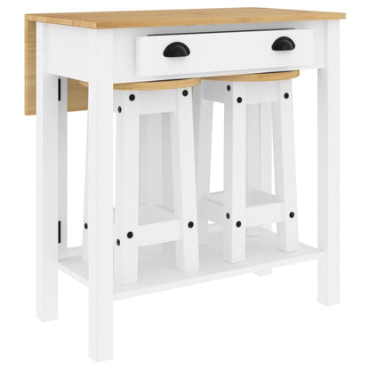 3-Tlg. Bar-Set Massivholz Kiefer Weiß