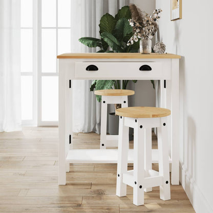 3-Tlg. Bar-Set Massivholz Kiefer Weiß
