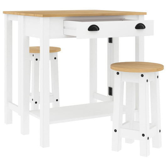 3-Tlg. Bar-Set Massivholz Kiefer Weiß