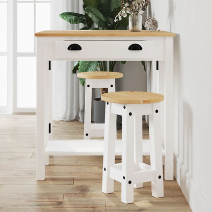3-Tlg. Bar-Set Massivholz Kiefer Weiß