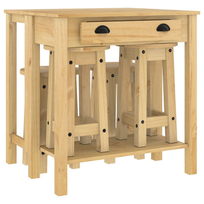 5-Tlg. Bar-Set Massivholz Kiefer Braun