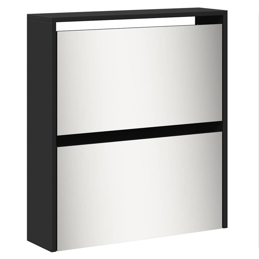 Schuhschrank mit 5 Fächern Spiegel Eiche 63x17x169,5 cm