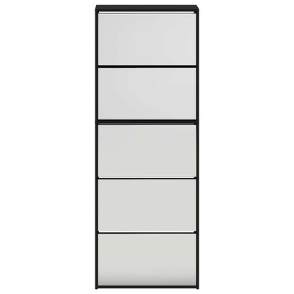 Schuhschrank mit 5 Fächern Spiegel Eiche 63x17x169,5 cm