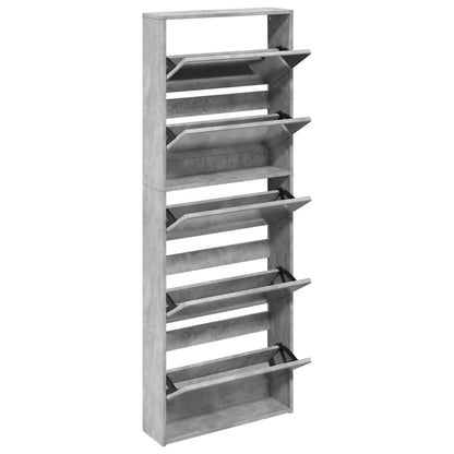 Schuhschrank mit 5 Fächern Spiegel Eiche 63x17x169,5 cm