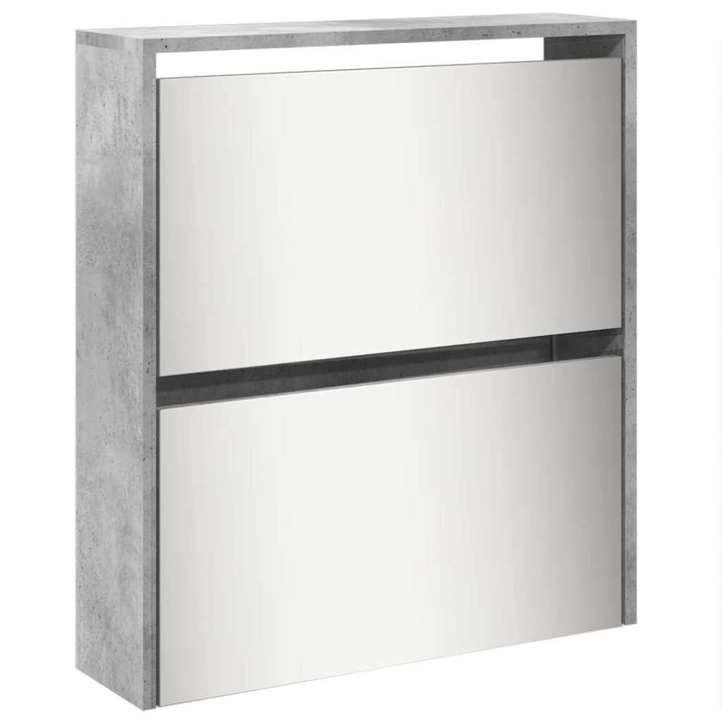 Schuhschrank mit 5 Fächern Spiegel Eiche 63x17x169,5 cm
