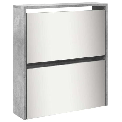 Schuhschrank mit 5 Fächern Spiegel Eiche 63x17x169,5 cm