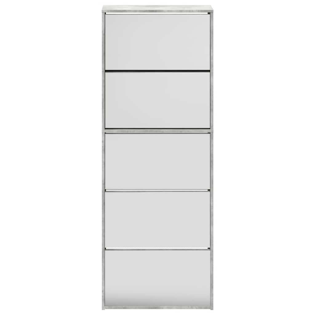 Schuhschrank mit 5 Fächern Spiegel Eiche 63x17x169,5 cm
