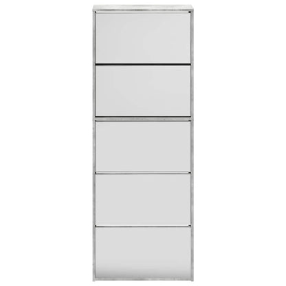 Schuhschrank mit 5 Fächern Spiegel Eiche 63x17x169,5 cm