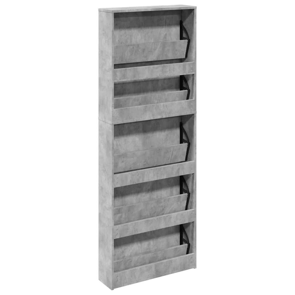 Schuhschrank mit 5 Fächern Spiegel Eiche 63x17x169,5 cm