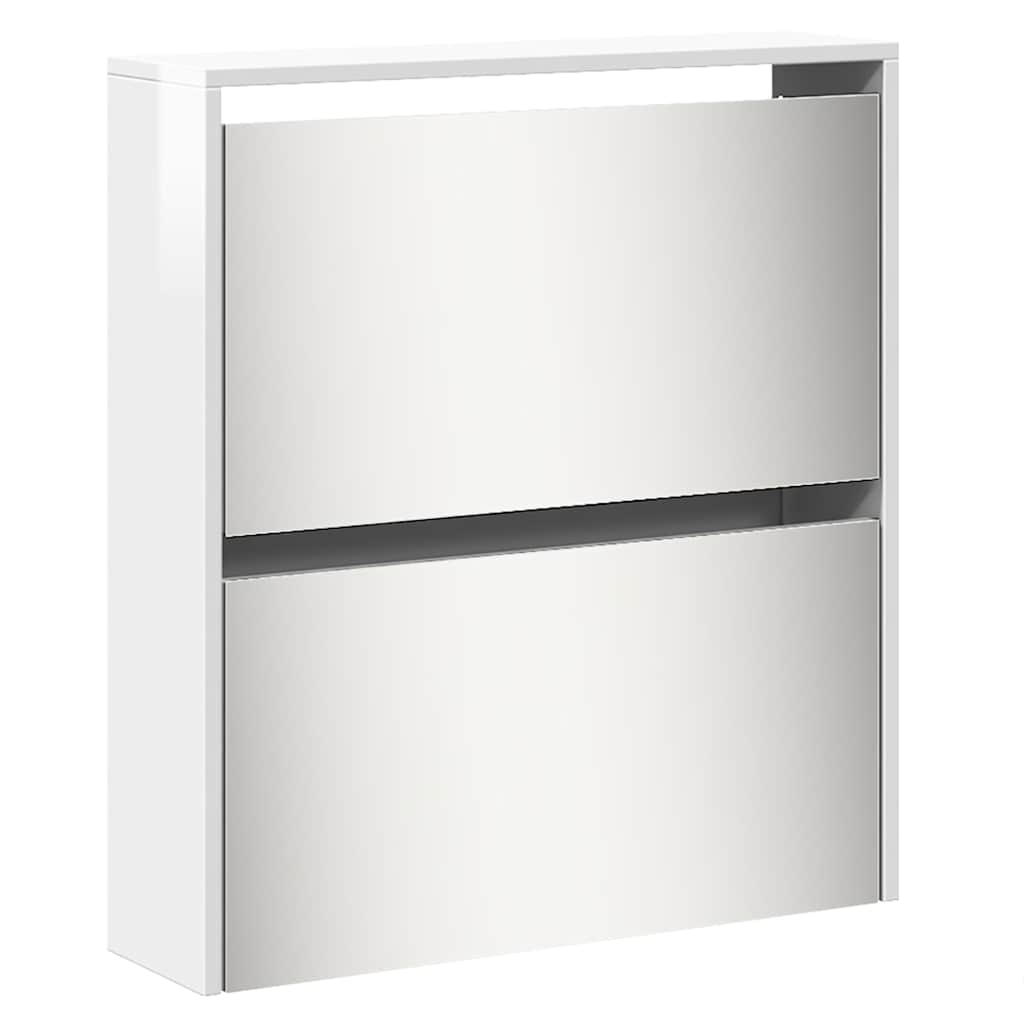 Schuhschrank mit 5 Fächern Spiegel Eiche 63x17x169,5 cm