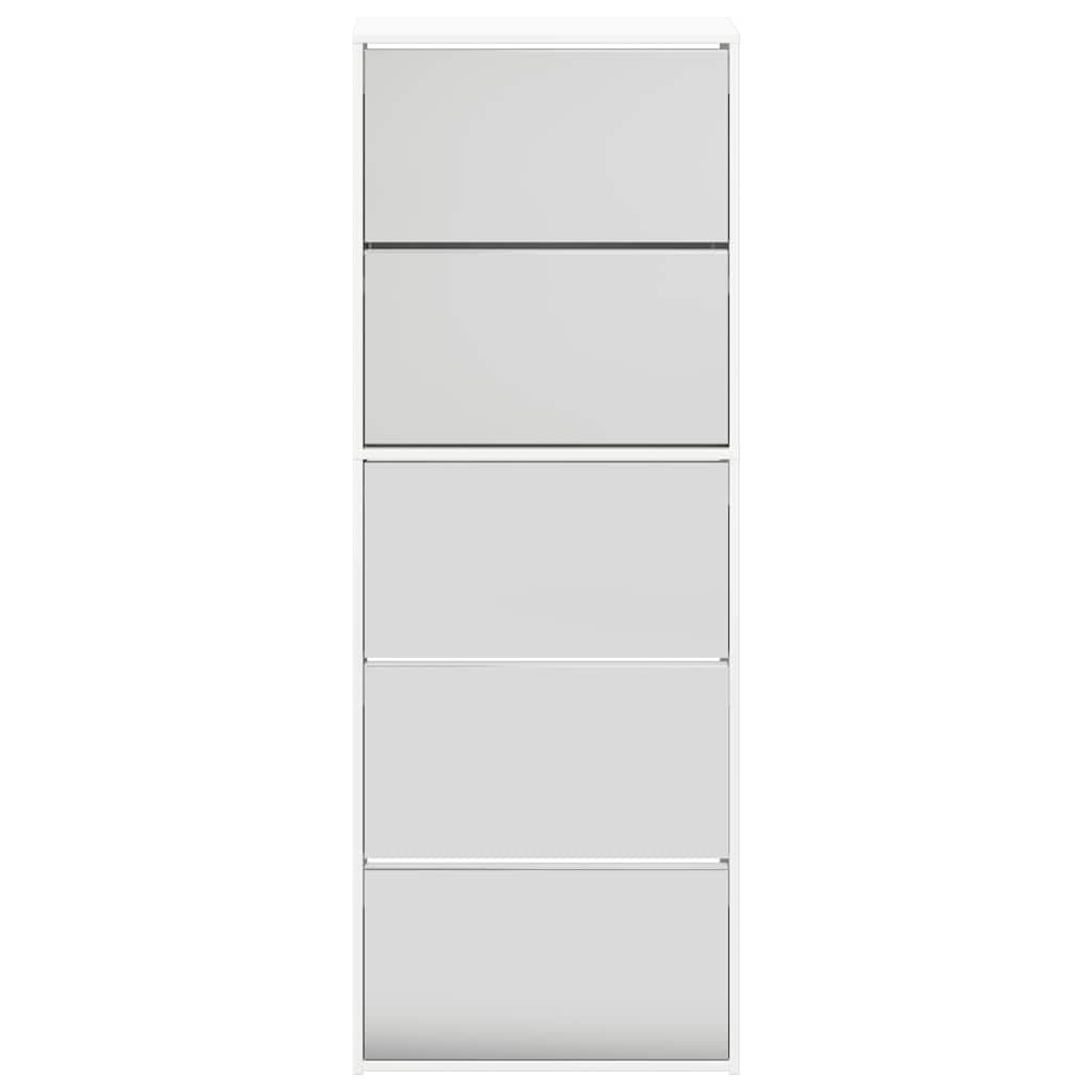 Schuhschrank mit 5 Fächern Spiegel Eiche 63x17x169,5 cm