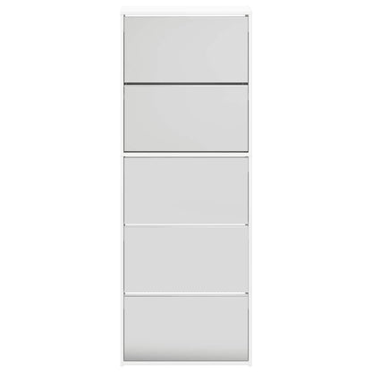 Schuhschrank mit 5 Fächern Spiegel Eiche 63x17x169,5 cm