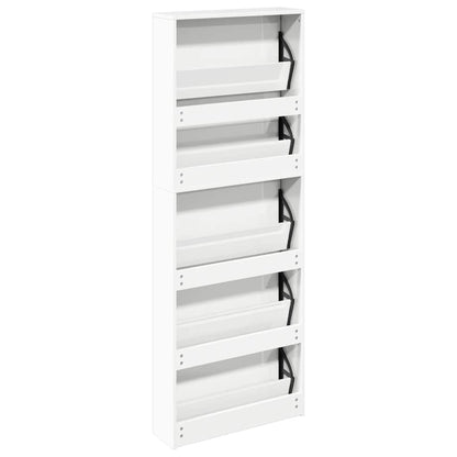 Schuhschrank mit 5 Fächern Spiegel Eiche 63x17x169,5 cm