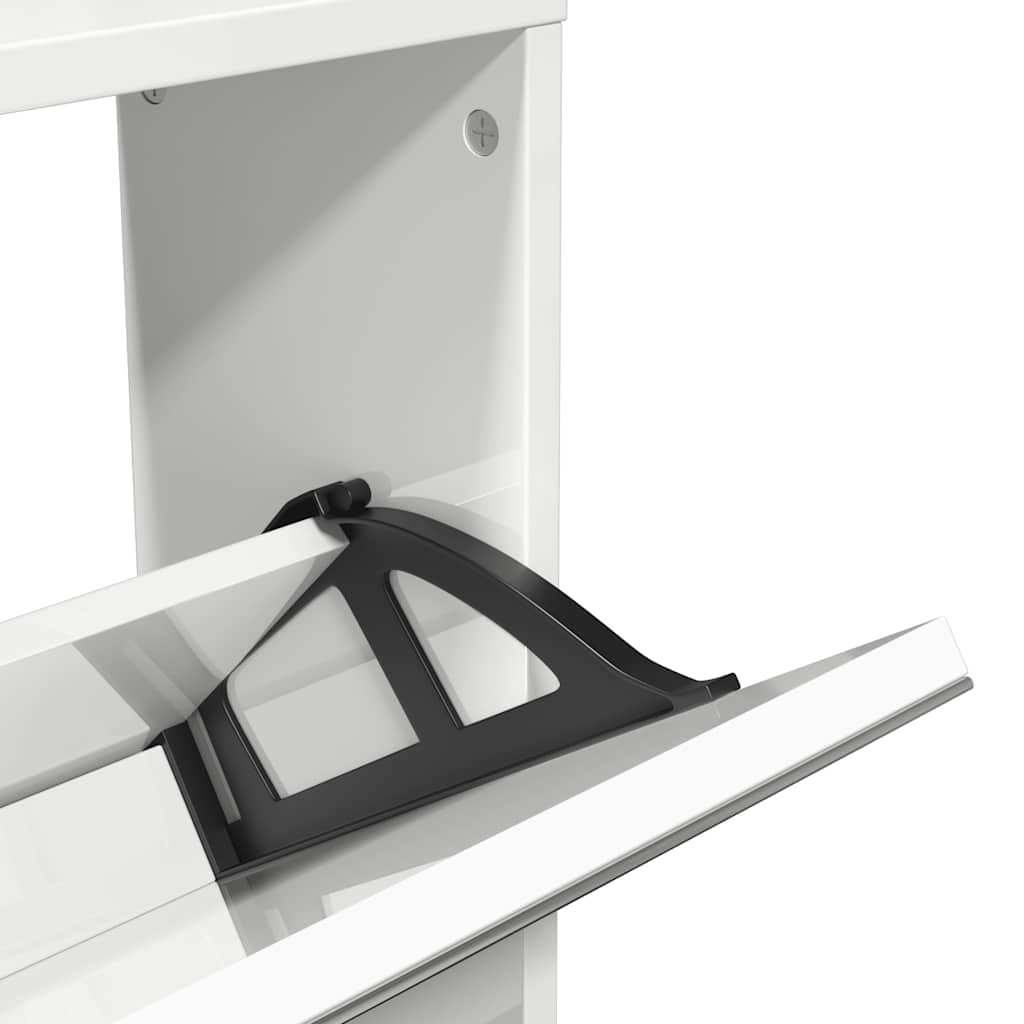 Schuhschrank mit 5 Fächern Spiegel Eiche 63x17x169,5 cm