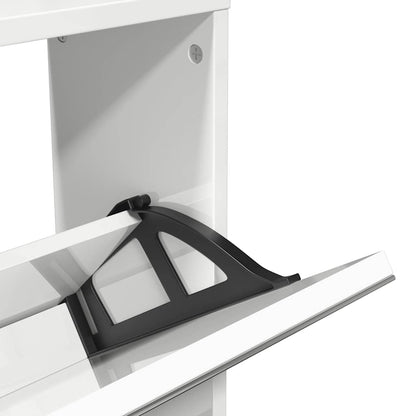Schuhschrank mit 5 Fächern Spiegel Eiche 63x17x169,5 cm