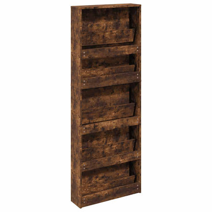 Schuhschrank mit 5 Fächern Spiegel Eiche 63x17x169,5 cm