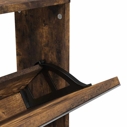 Schuhschrank mit 5 Fächern Spiegel Eiche 63x17x169,5 cm