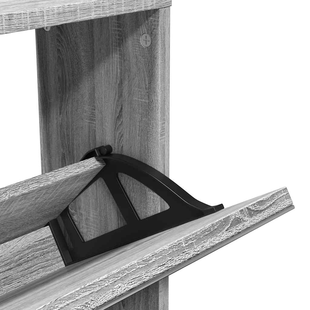 Schuhschrank mit 5 Fächern Spiegel Eiche 63x17x169,5 cm