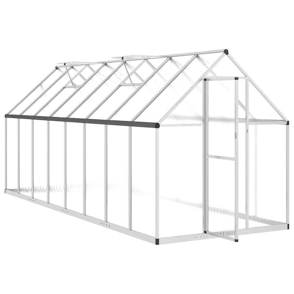 Gewächshaus mit Fundamentrahmen Silber 224x169x202cm Aluminimum