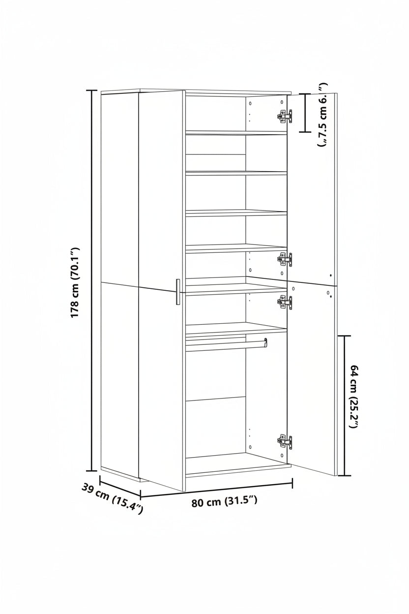 Schuhschrank Weiß 80×39×178 cm Holzwerkstoff