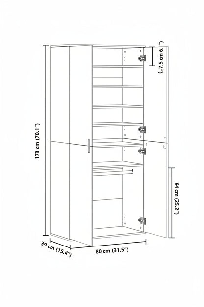 Schuhschrank Weiß 80×39×178 cm Holzwerkstoff