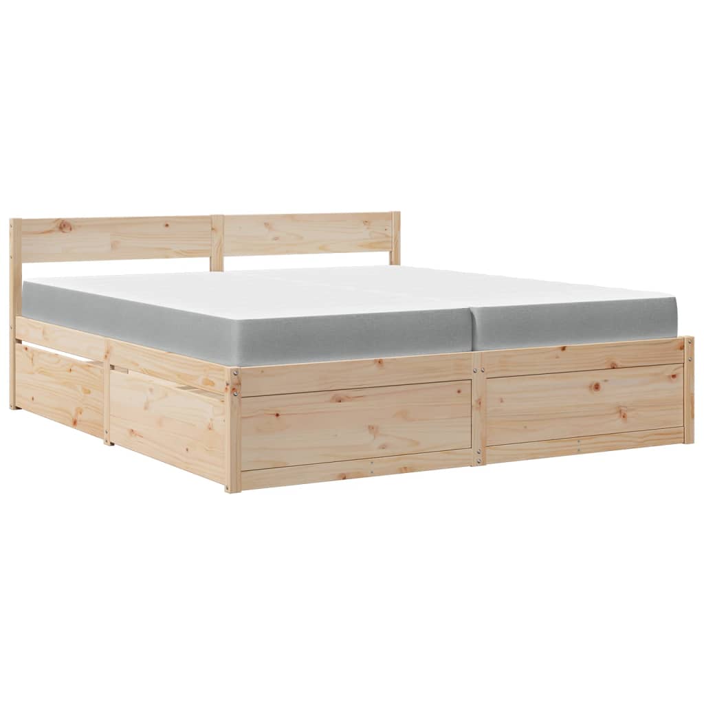 Massivholz Doppelbett mit Schubladen inkl. Matratze 200x200 cm