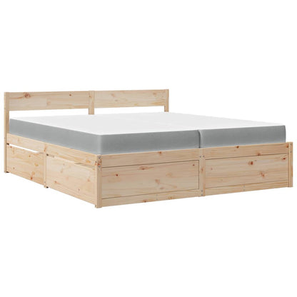 Massivholz Doppelbett mit Schubladen inkl. Matratze 200x200 cm