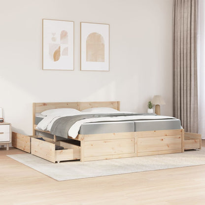 Massivholz Doppelbett mit Schubladen inkl. Matratze 200x200 cm