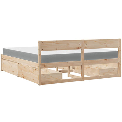 Massivholz Doppelbett mit Schubladen inkl. Matratze 200x200 cm