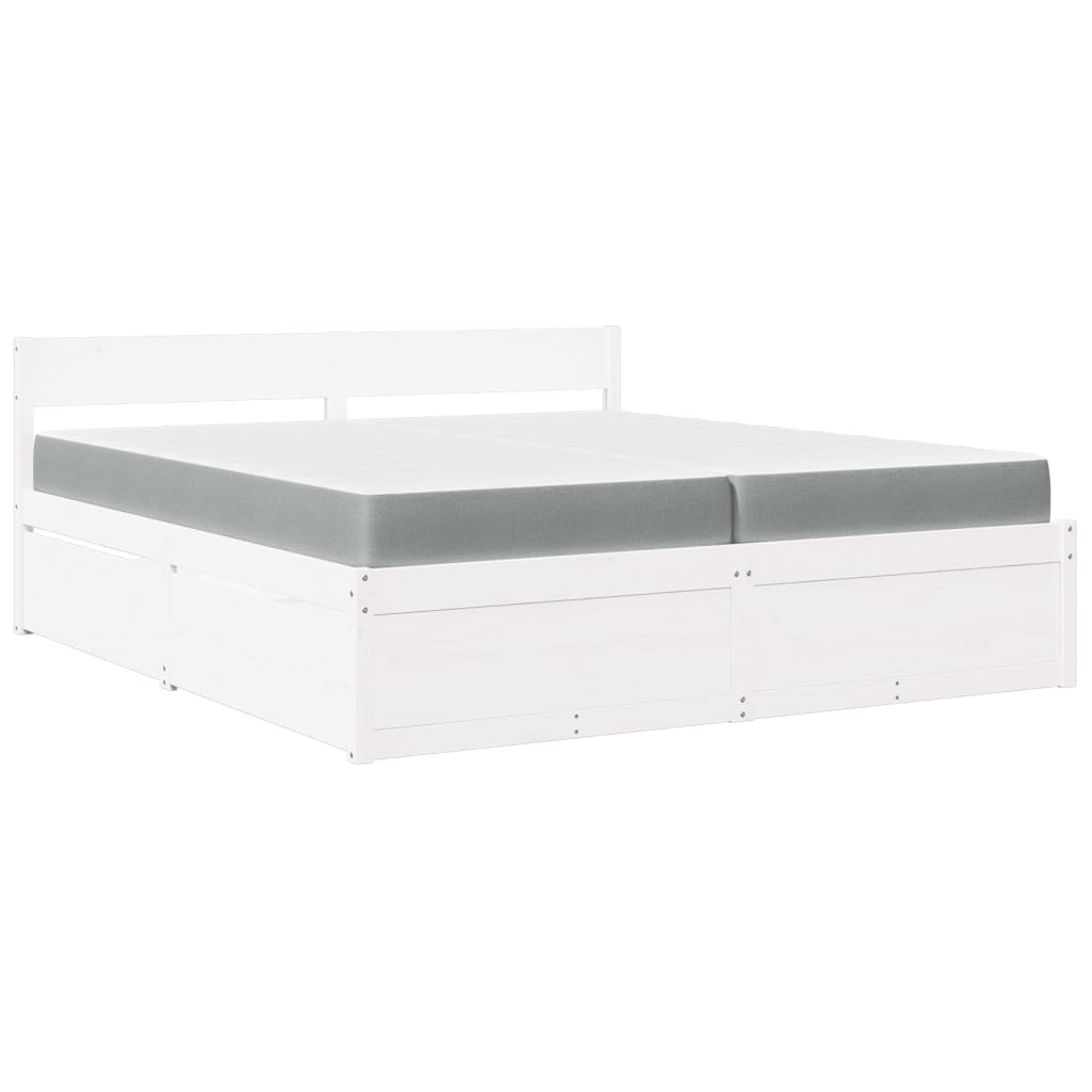 Massivholz Doppelbett mit Schubladen inkl. Matratze 200x200 cm