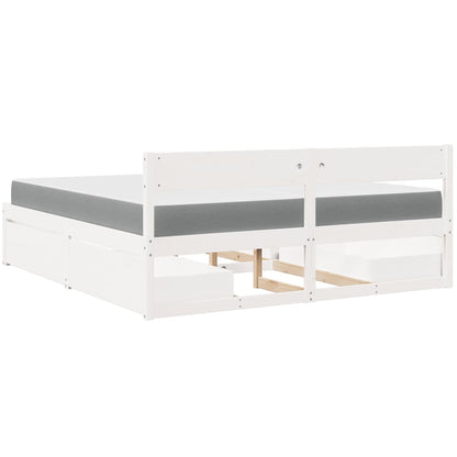 Massivholz Doppelbett mit Schubladen inkl. Matratze 200x200 cm