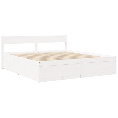 Massivholz Doppelbett mit Schubladen inkl. Matratze 200x200 cm