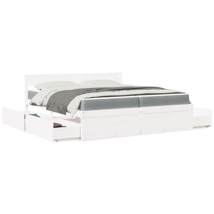 Massivholz Doppelbett mit Schubladen inkl. Matratze 200x200 cm