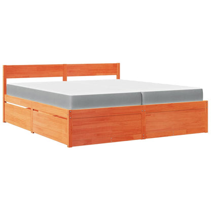 Massivholz Doppelbett mit Schubladen inkl. Matratze 200x200 cm