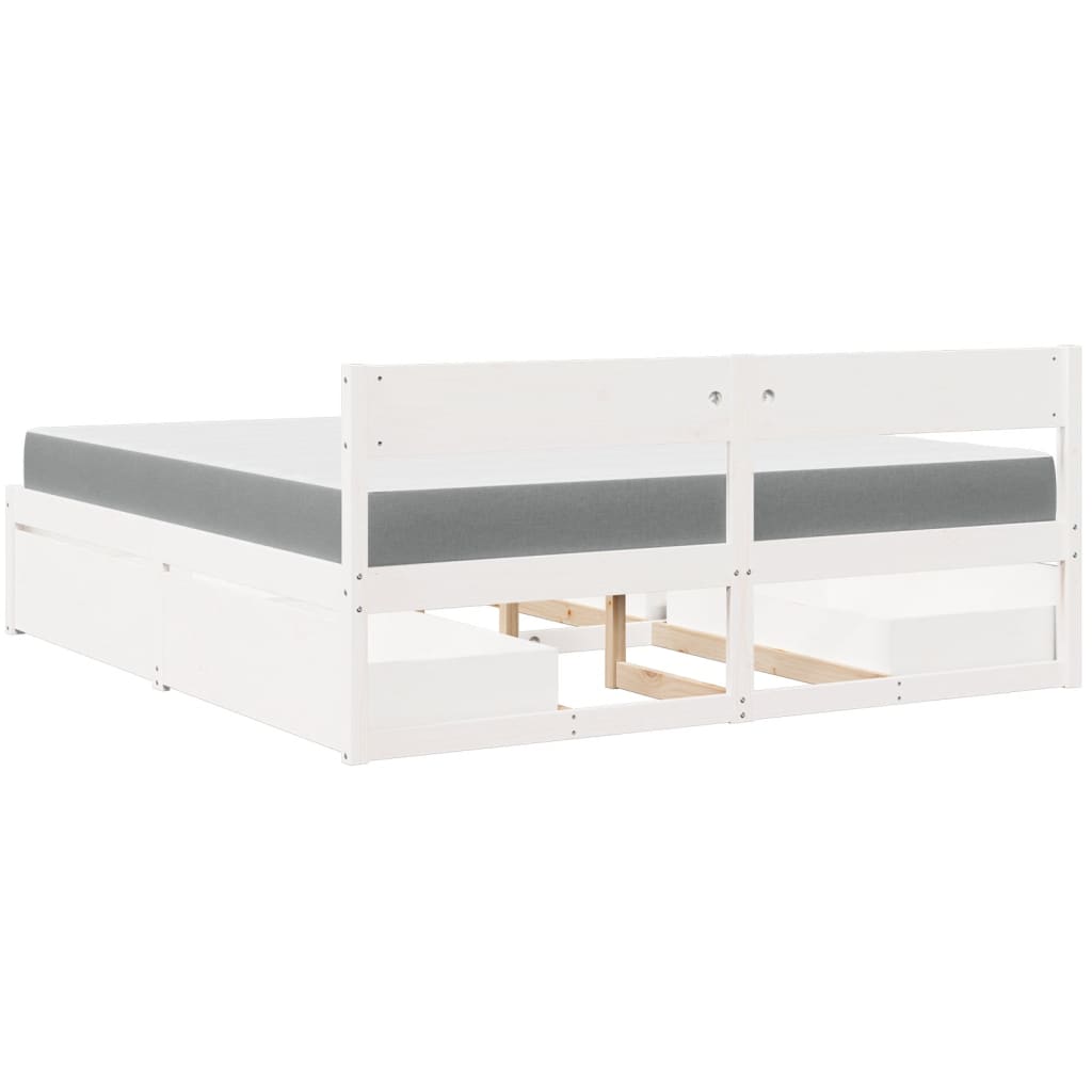 Massivholz Doppelbett mit Schubladen inkl. Matratze 180x200 cm